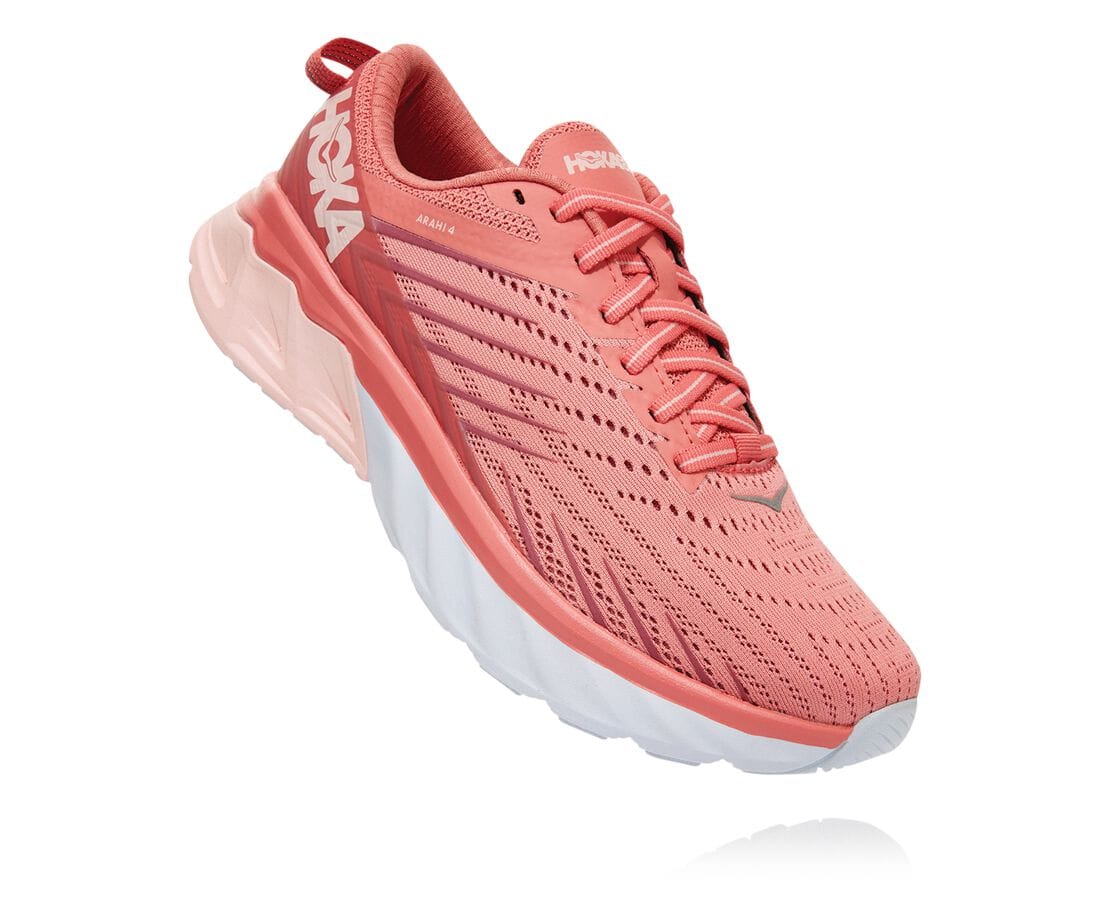 Hoka One One Arahi 4 Damen Stabilität Laufschuhe Braun / Rosa | (DE-0235QARTG)